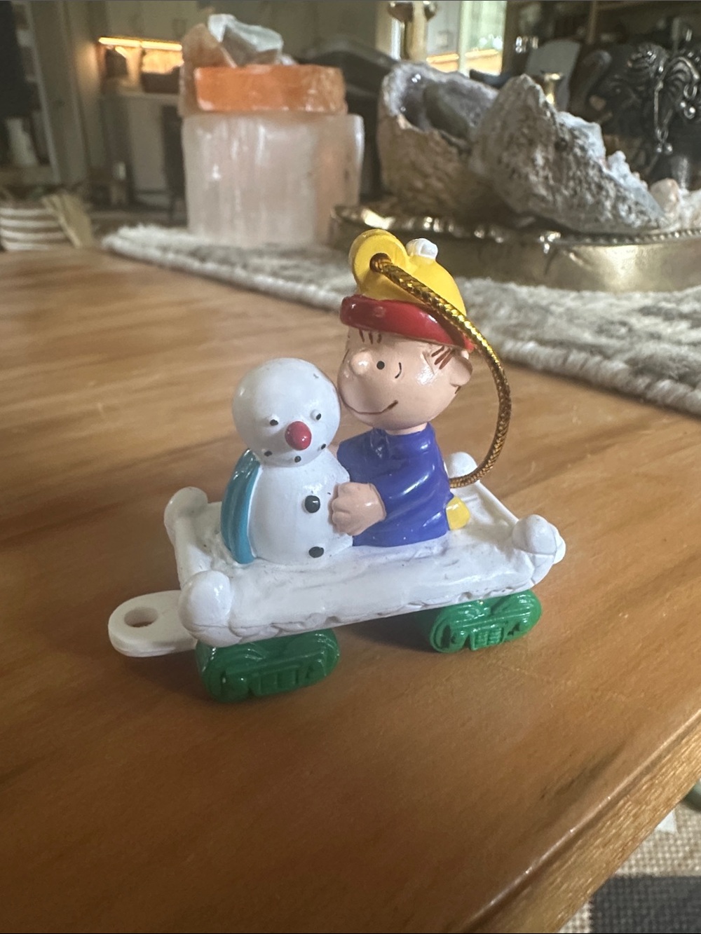 Peanuts Snowman Sled Toy Ornament Linus